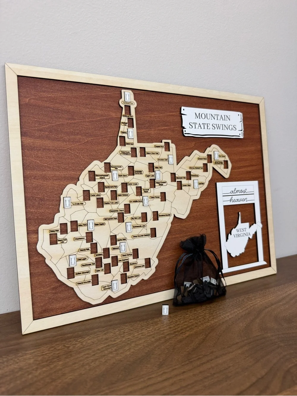 West Virginia Almost Heaven Swing Map, Wooden West Virginia Map